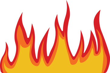 Fire Frame Illustration in Red and Orange Color Design.  Isolated on White Background