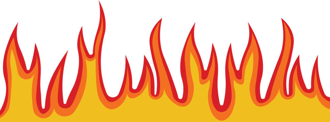 Fire Frame Illustration in Red and Orange Color Design.  Isolated on White Background