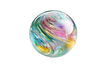 Swirling Marble Orb Isolated on PNG Transparent Background