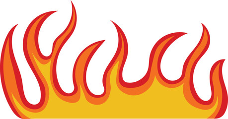 Fire Frame Illustration in Red and Orange Color Design.  Isolated on White Background