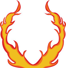 Fire Frame Illustration in Red and Orange Color Design.  Isolated on White Background