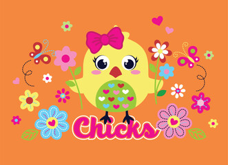 Adorable owl vector illustration surrounded by beautiful vibrant flowers in a whimsical and cheerful nature scene  