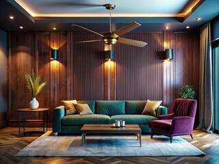 Stunning Wide-Angle Photo: Ceiling Fan, Lamp, Pendant Lighting Interior Design