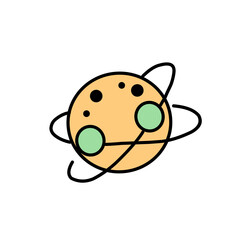 Planets in space doodle icon