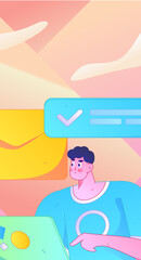 Communicate with consultants flat vector character concept operation hand drawn illustration
