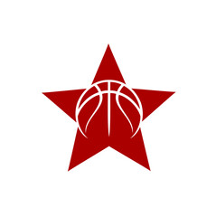 basketball logo with star icon combination