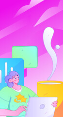 Communicate with consultants flat vector character concept operation hand drawn illustration
