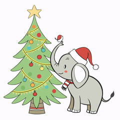 Christmas Day-related gifts with Christmas tree on white background vector art.