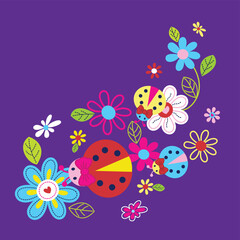 Cute lady wearing a beautiful floral headpiece. Elegant vector illustration with vibrant colors.
