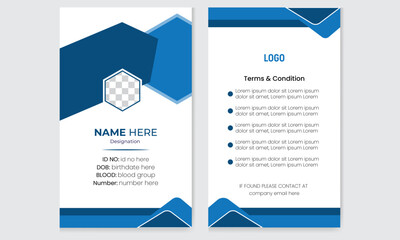 Abstract Geometric Blue Id Card Design, Professional Identity Card Template Vector for Employee and Others

