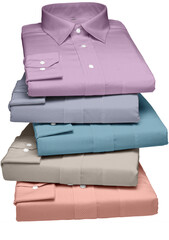 A stack of plaid structured shirt