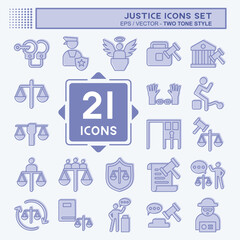 Icon Set Justice. related to Education symbol. two tone style. simple design editable