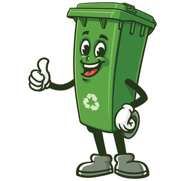 recommend clip art: Trash Bin with thumb up pose,    Cartoon Character Mascot Illustration Vector Clip-art Hand-drawn Logo Design 