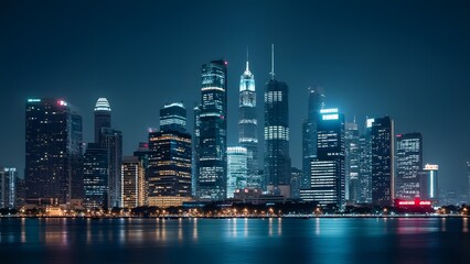 Fototapeta premium Hong Kong skyline at night. Hong Kong is the largest city in the world. generated by AI