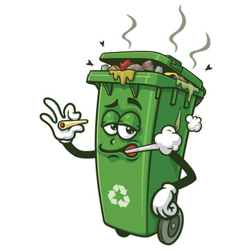 recommend clip art: Smoking Trash Bin  Cartoon Character Mascot Illustration Vector Clip-art Hand-drawn Logo Design 