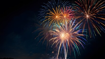 Obraz premium Colorful fireworks over the night sky, celebration, and anniversary concepts. generated by AI