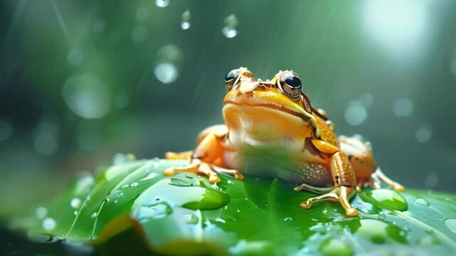 frog on a leaf Footage 4K