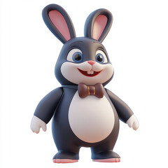 Obraz premium Cute bunny character with bow tie, exuding festive charm and joy, isolated design on white background 