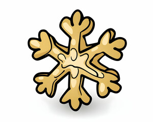 Obraz premium Golden snowflake illustration, winter holiday symbol.