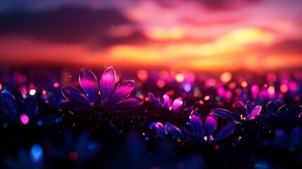 Magical blooming flowers at sunset nature photography vibrant garden dreamy landscape