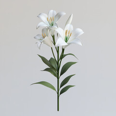 Fototapeta premium Easter lily with simplistic elegance and white petals in 3D illustration