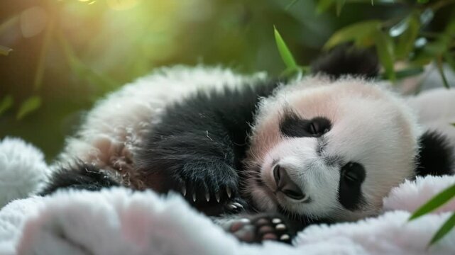cute panda is sleeping Video 4K