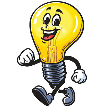 recommend clip art: Walking Light Bulb Cartoon Character Mascot Illustration Vector Clip-art Hand-drawn Logo Design 