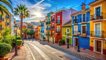 Obraz premium Coastal Spain's gem: Villajoyosa, a Valencian town boasting colorful houses.