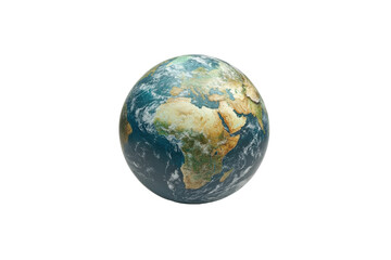 Detailed Globe Showing Continents and Oceans Isolated on Transparent Background