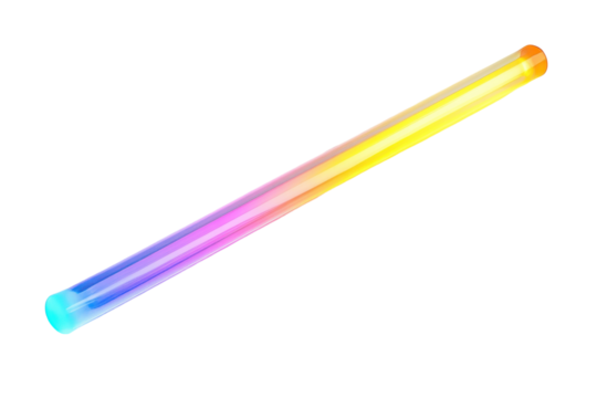 Bright Glow Stick in Neon Colors Isolated on Transparent Background