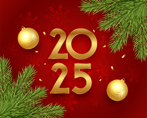 decorative 2025 new year wishes red background