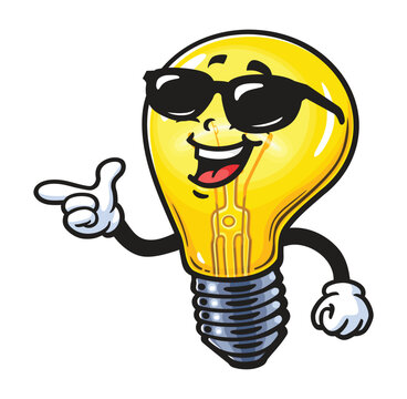 recommend clip art: Light Bulb with sunglasses,  Cartoon Character Mascot Illustration Vector Clip-art Hand-drawn Logo Design 