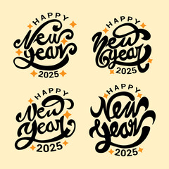 Obraz premium retro Lettering happy new year 2025 editable template