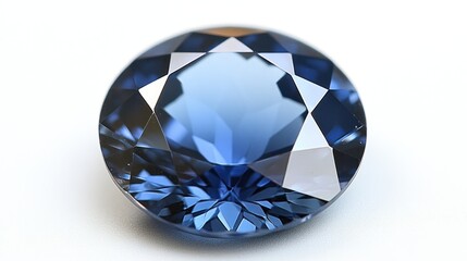 Vivid blue gemstone on white background.