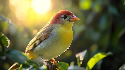 Vibrant Bird in Golden Sunlight: Nature Photography