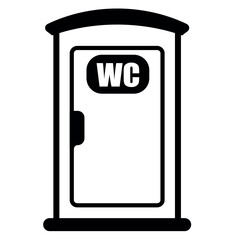 Line icon style drawing of a portable toilet. Simple black and white line drawing of a portable toilet, ideal for websites and mobile apps
