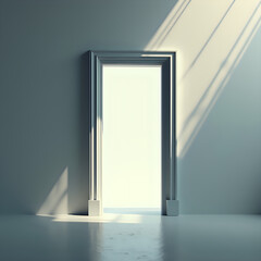 Minimalist Classical Doorway with Bright Interior Lighting in White and Gray