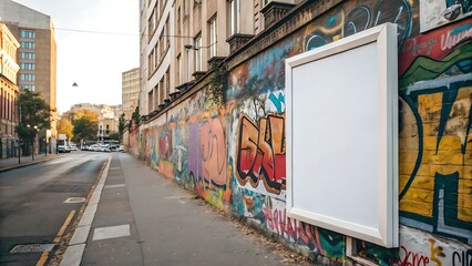 Fototapeta premium Blank White Frame on Street Art Wall