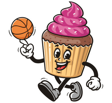 recommend clip art: Cupcake playing basketball,  Cartoon Character Mascot Illustration Vector Clip-art Hand-drawn Logo Design