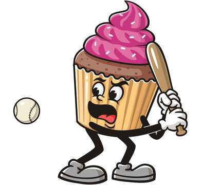 recommend clip art: Cupcake playing baseball,  Cartoon Character Mascot Illustration Vector Clip-art Hand-drawn Logo Design