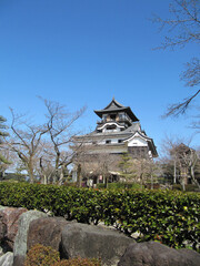 国宝犬山城とコピースペース【日本百名城・国指定史跡】日本愛知県
