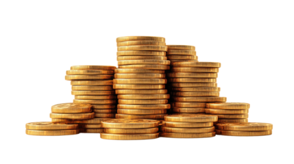 stack of coins isolated on white background