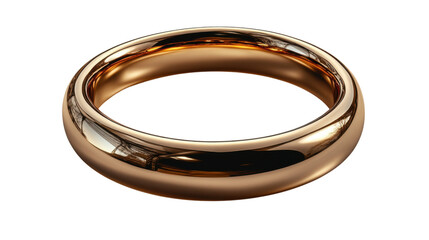 Golden wedding ring on white background