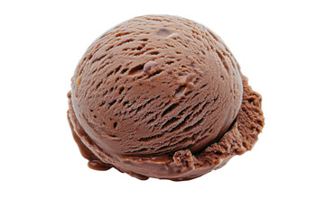 Fototapeta premium Chocolate Ice Cream Scoop Melts Slowly Isolated on PNG Transparent Background