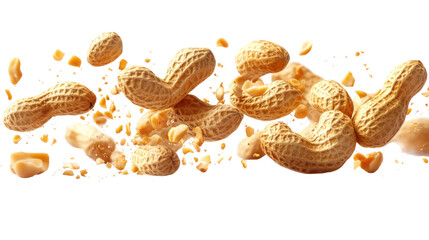 peanut falling isolated on white background