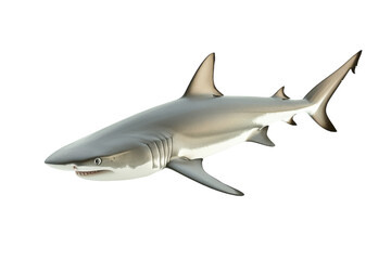 Obraz premium Majestic Grey Shark Swimming Gracefully Through Clear Ocean Waters with isolated on transparent background