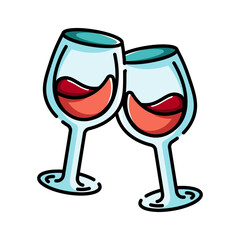 Made in uk Cheers Two Glasses of Red Wine Toast Celebration Graphic Design Illustration