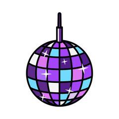 Made in uk Disco Ball Graphic Design Illustration: Vibrant Purple and Blue Mirrored Sphere for Party Decorations