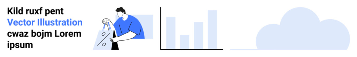 Business professional reviewing a data sheet in front of a bar chart, emphasizing cloud storage solutions. Ideal for data analysis, cloud computing, business strategy, technology, information