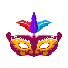 Vibrant Carnival Mask with Colorful Feathers: A Festive Design